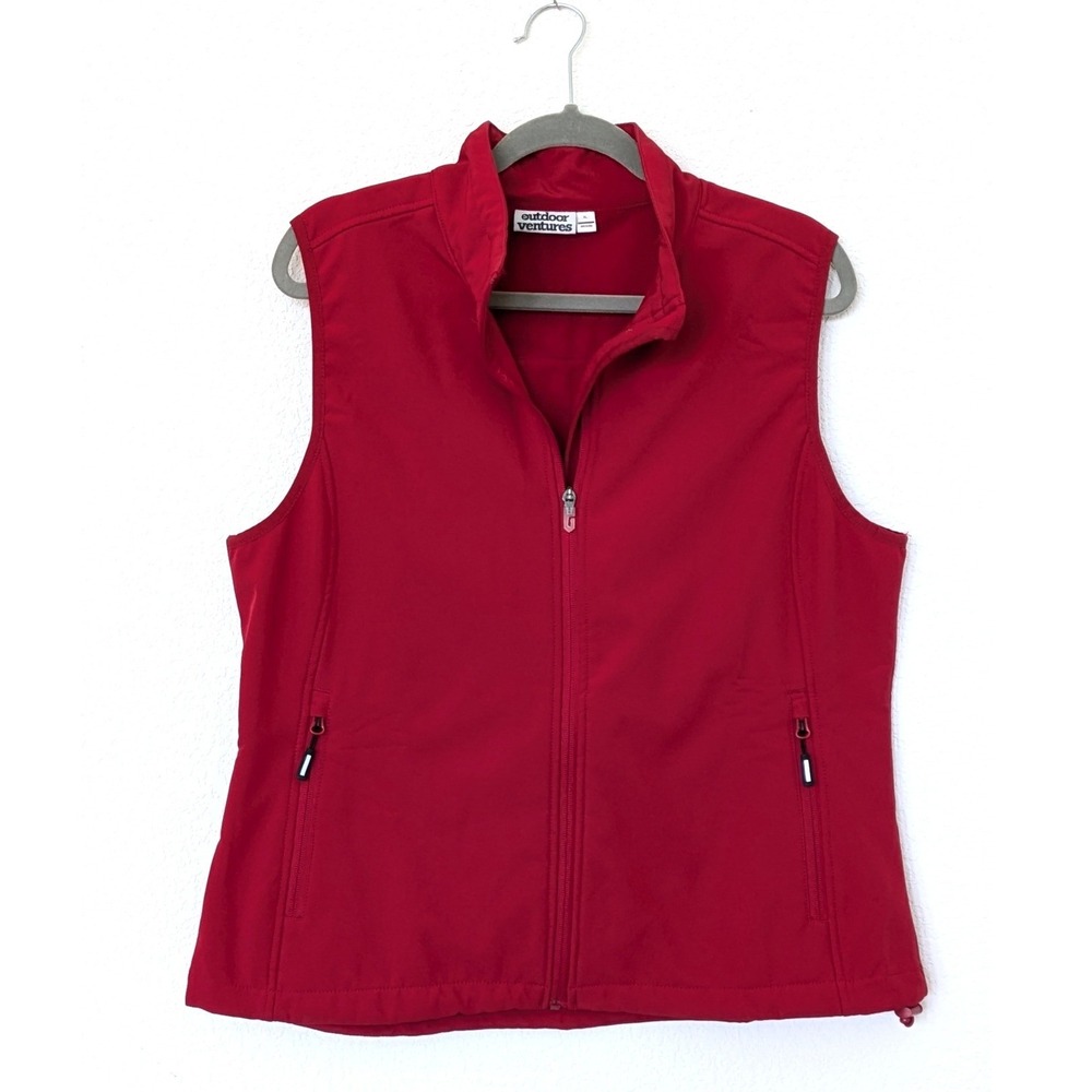 Outdoor‎ Ventures Softshell Fleece Lined Vest Women XL Red Full Zip Fisherman